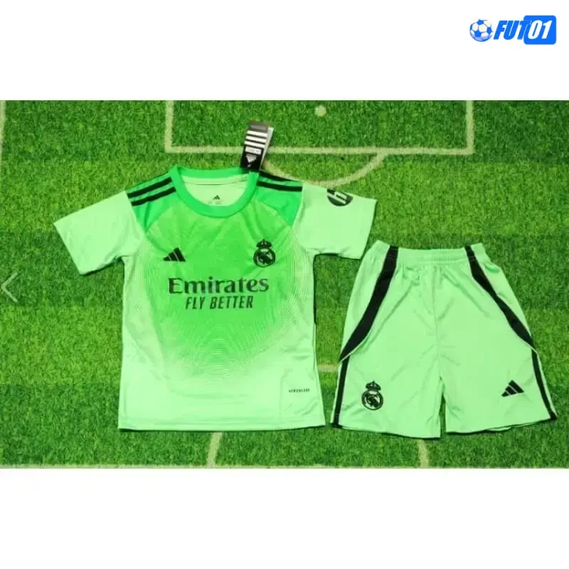 Camiseta de Portero Real Madrid 2025/2026 Niño Verde con Parche HP