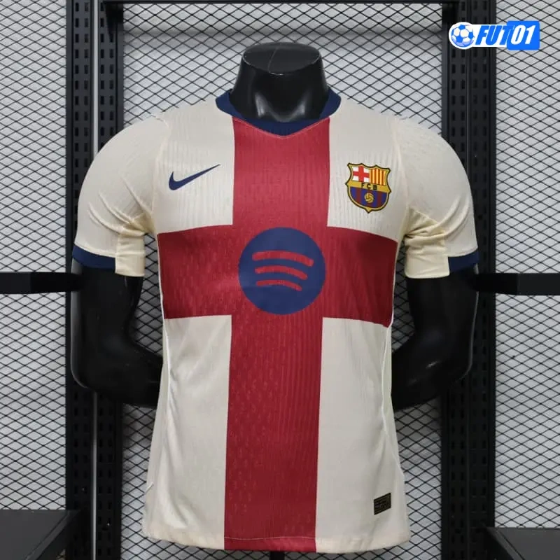 Camiseta Barcelona 2026/2027 Versión Jugador Beige/Rojo