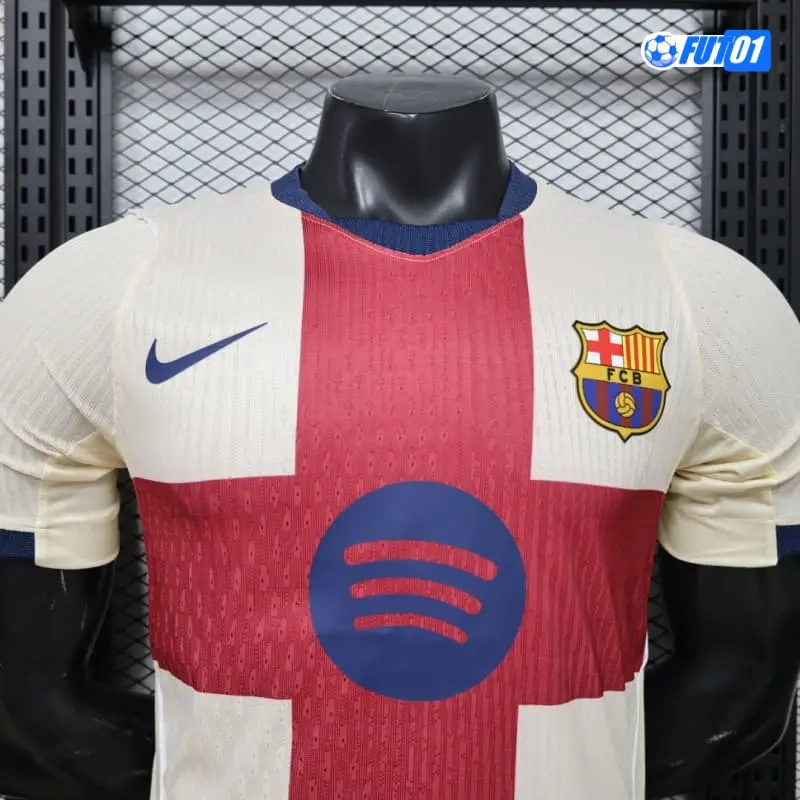 Camiseta Barcelona 2026/2027 Versión Jugador Beige/Rojo
