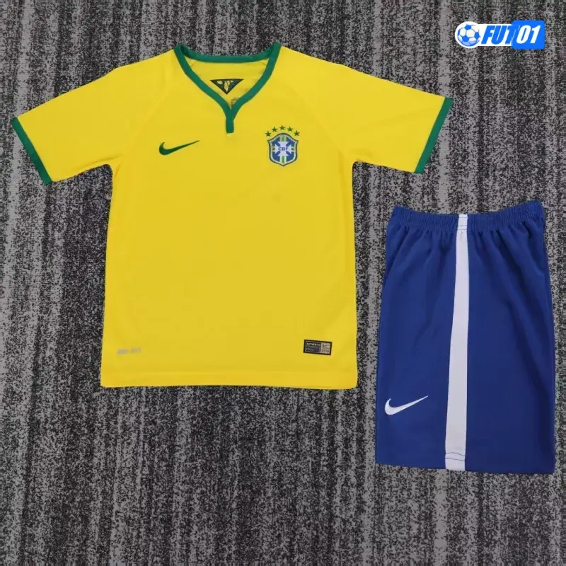 Camiseta Brasil Home 2014 Retro Niño