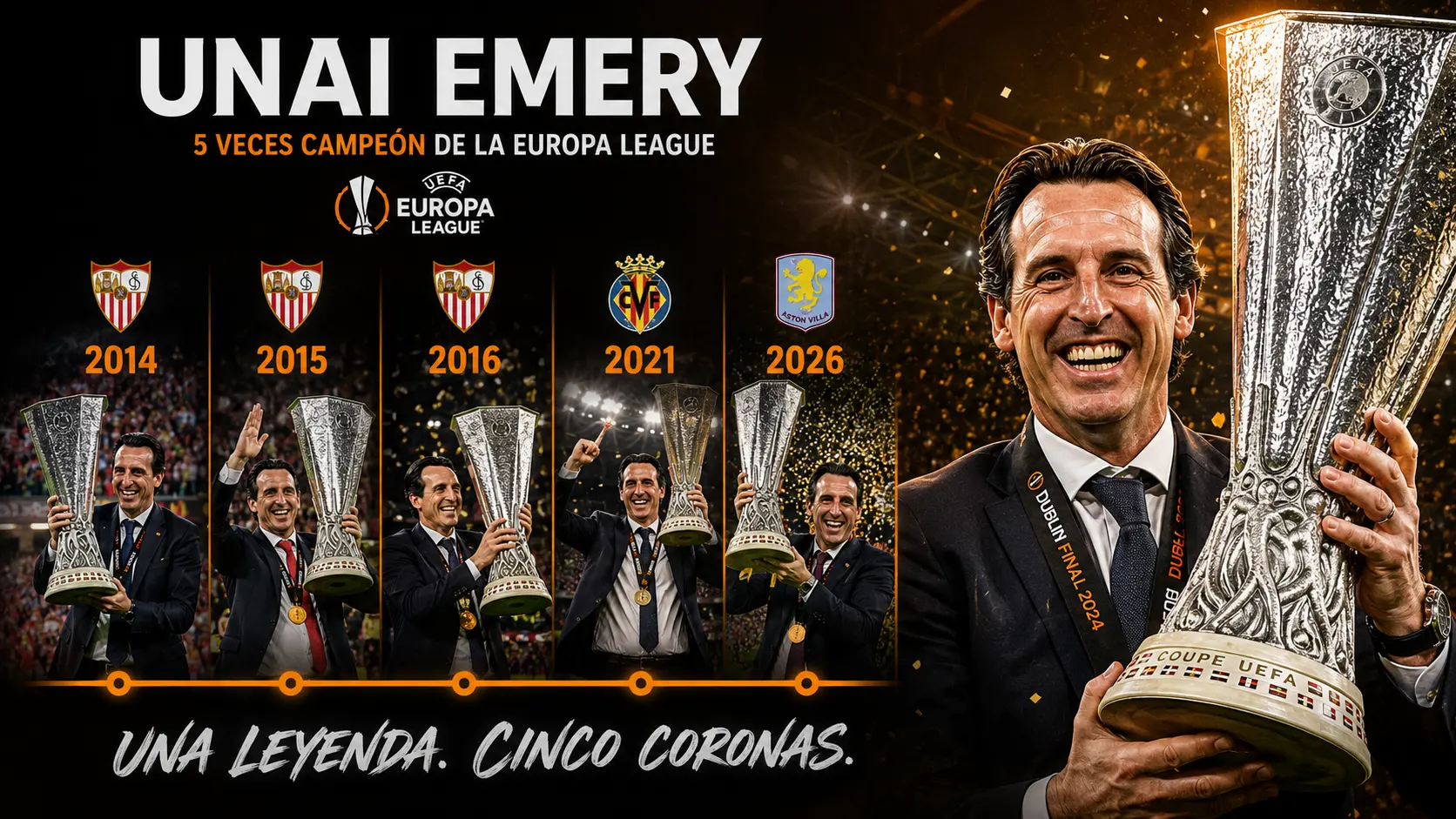 Emery ha ganado cinco veces la Europa League.
