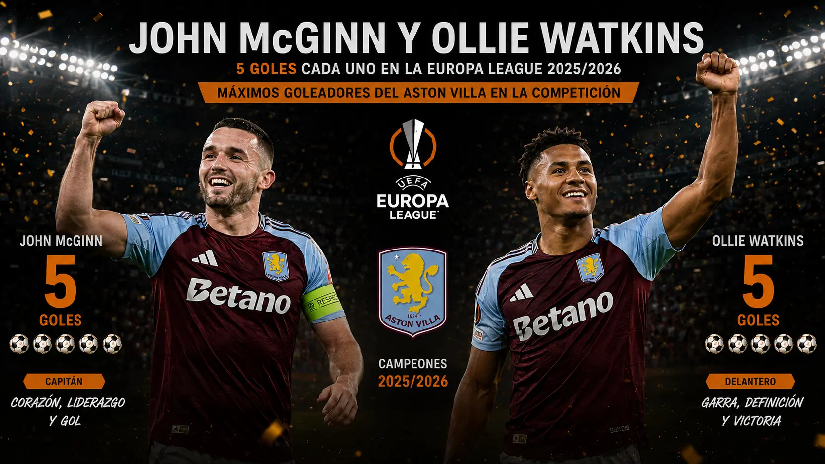 El capitán John McGinn y el letal delantero Ollie Watkins.