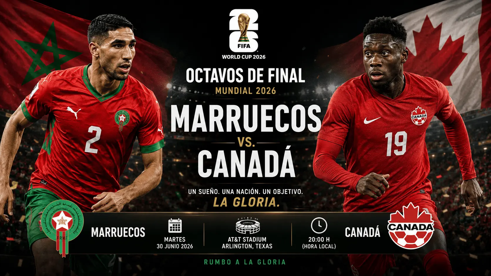Mundial 2026, Marruecos vs. Canadá.
