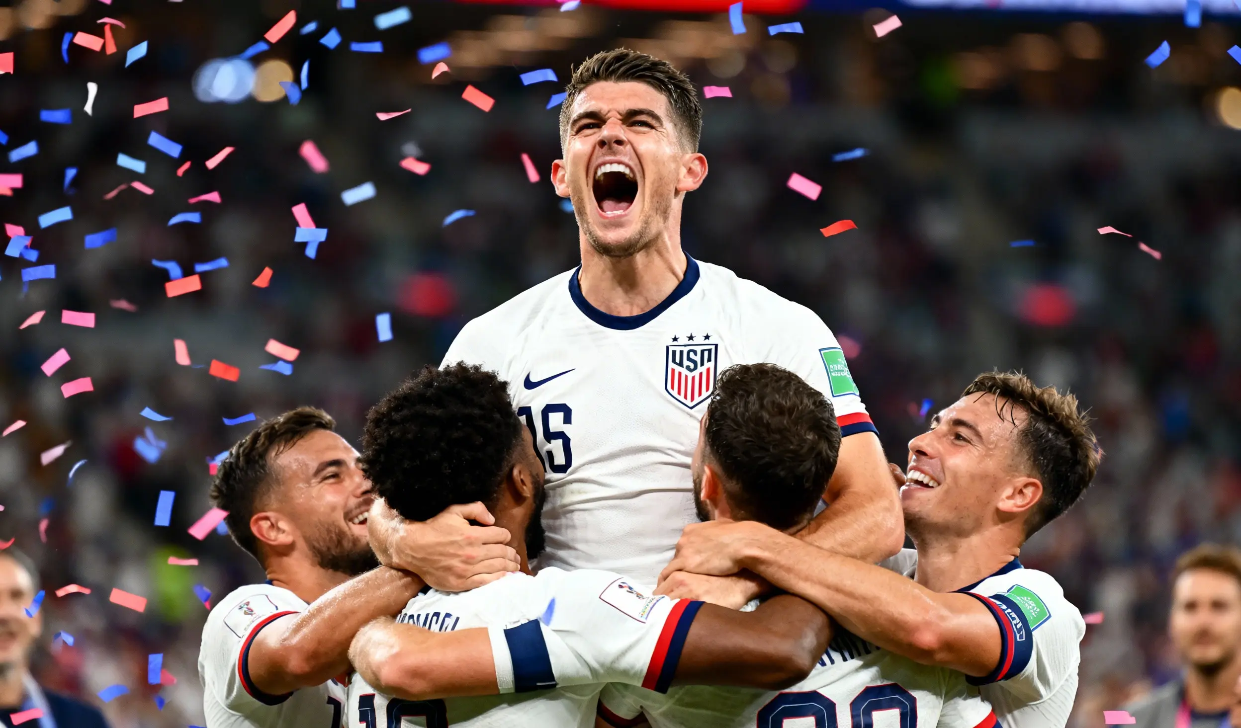 Pulisic grita, equipo lo alza entre confeti.