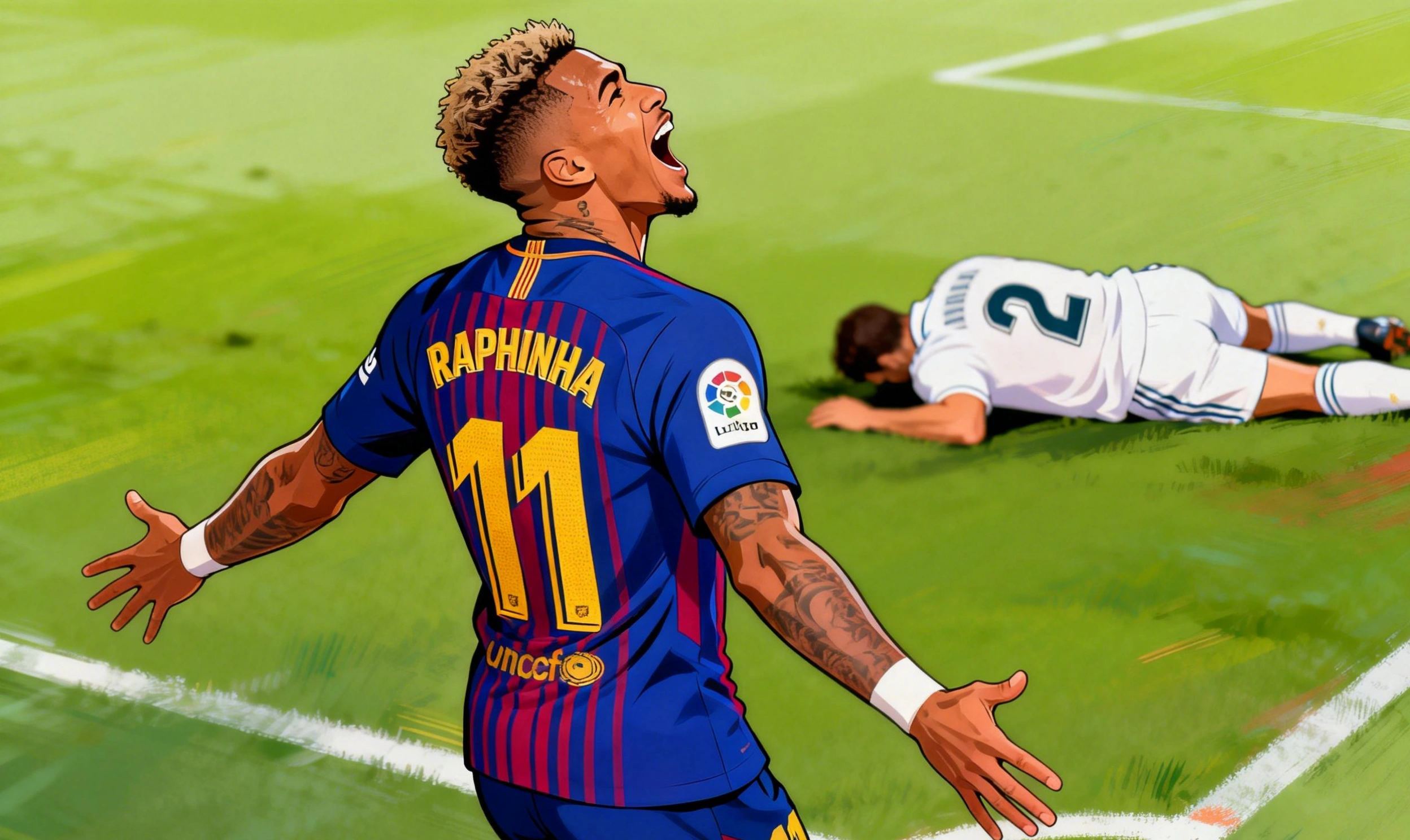 Raphinha celebra su primer gol en la final de la Supercopa 2026