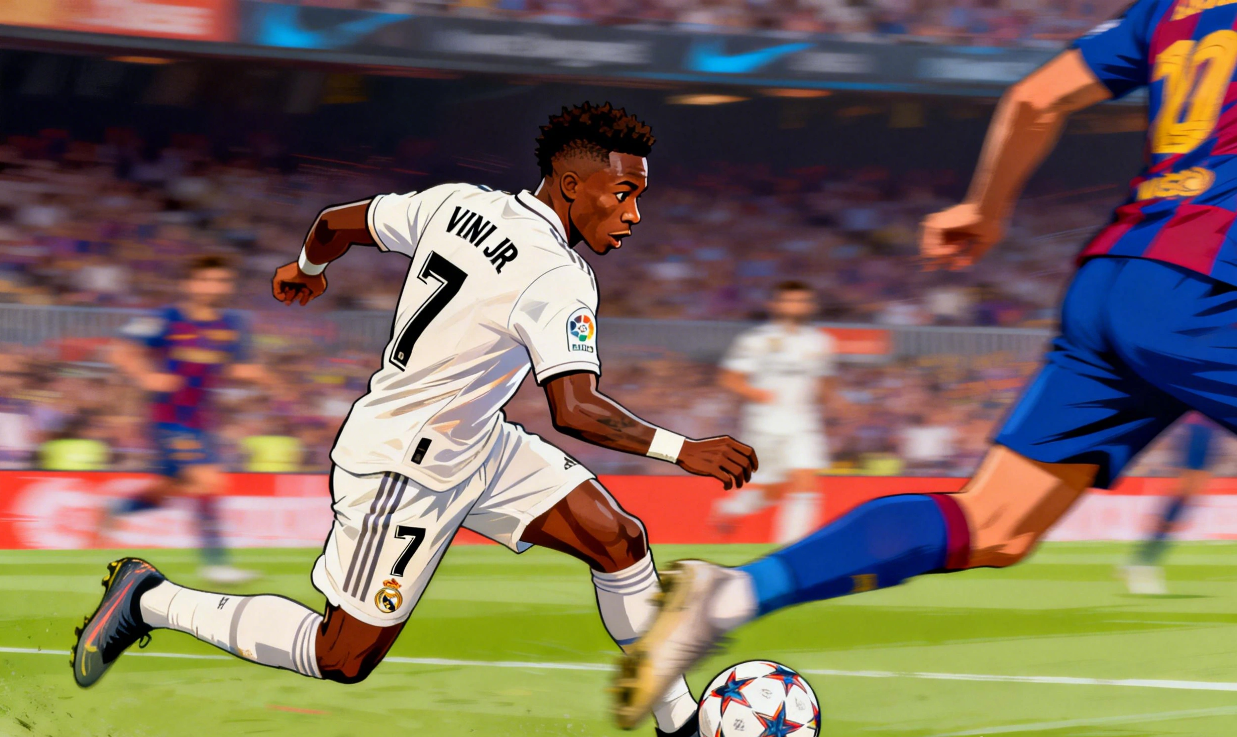 Vinicius Jr. en acción durante su gol de empate para el Real Madrid