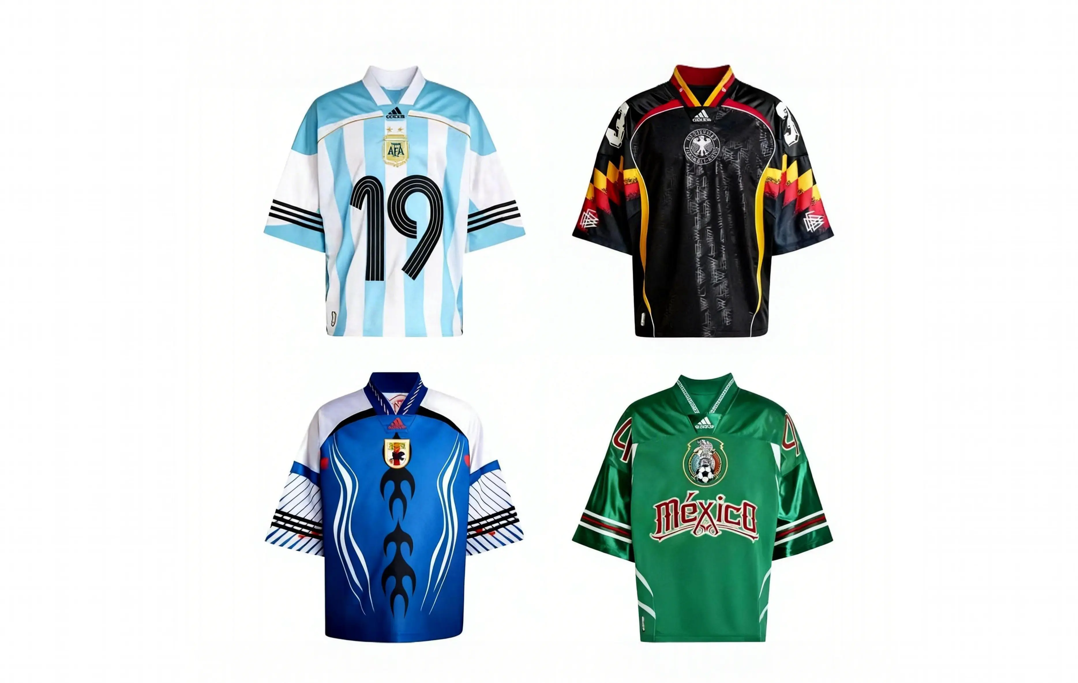 Camisetas retro de México, Japón, Alemania y Argentina para el Mundial 2026.