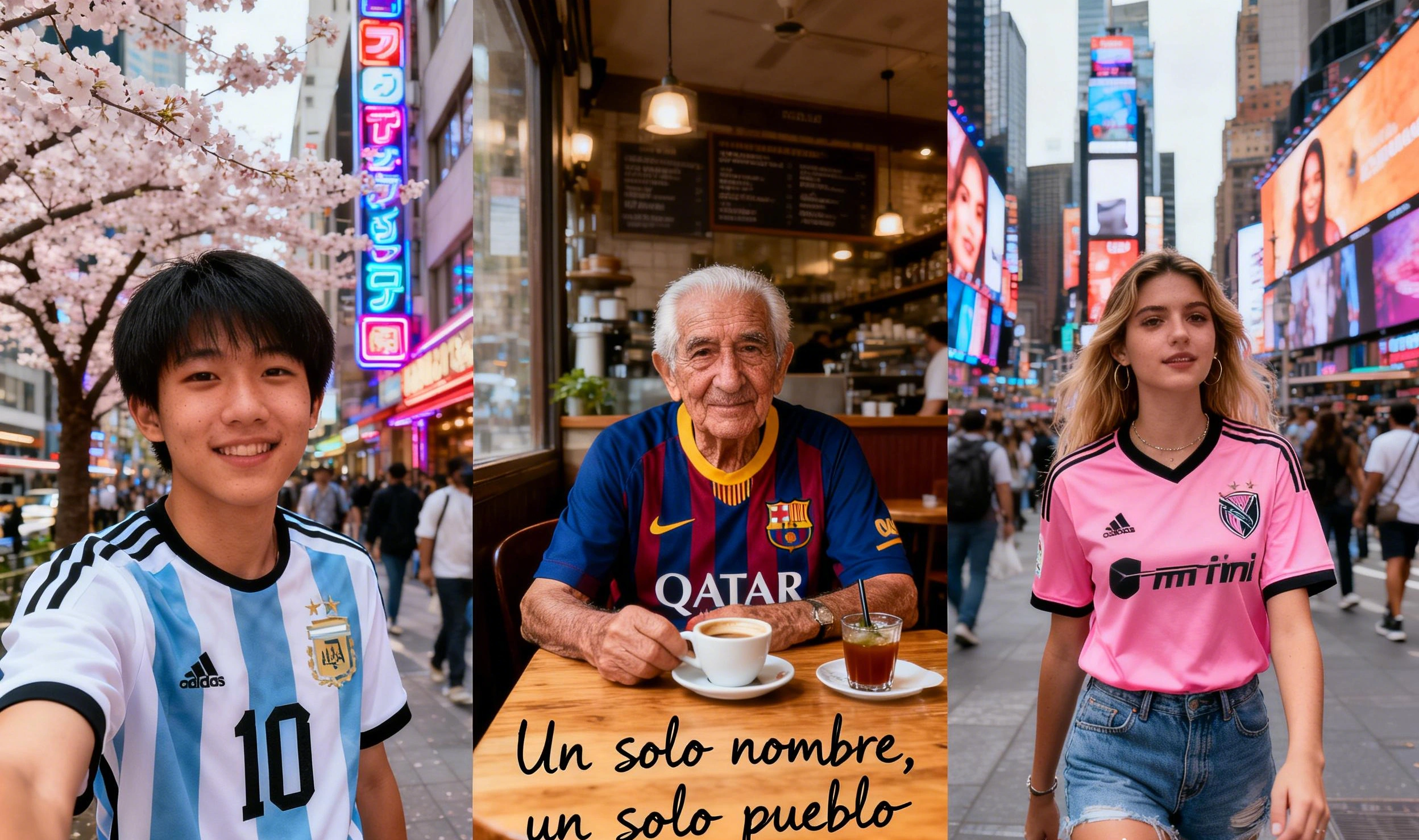 Aficionados de Messi de diferentes países luciendo su camiseta del 10
