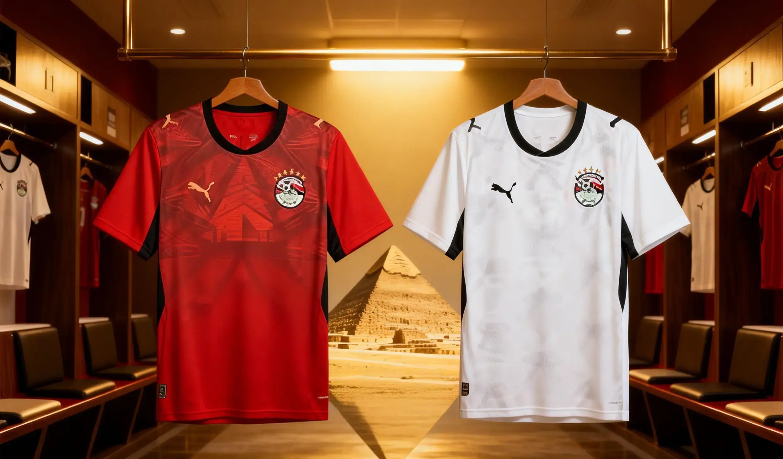 Las camisetas titular y visitante de Egipto para el Mundial 2026.