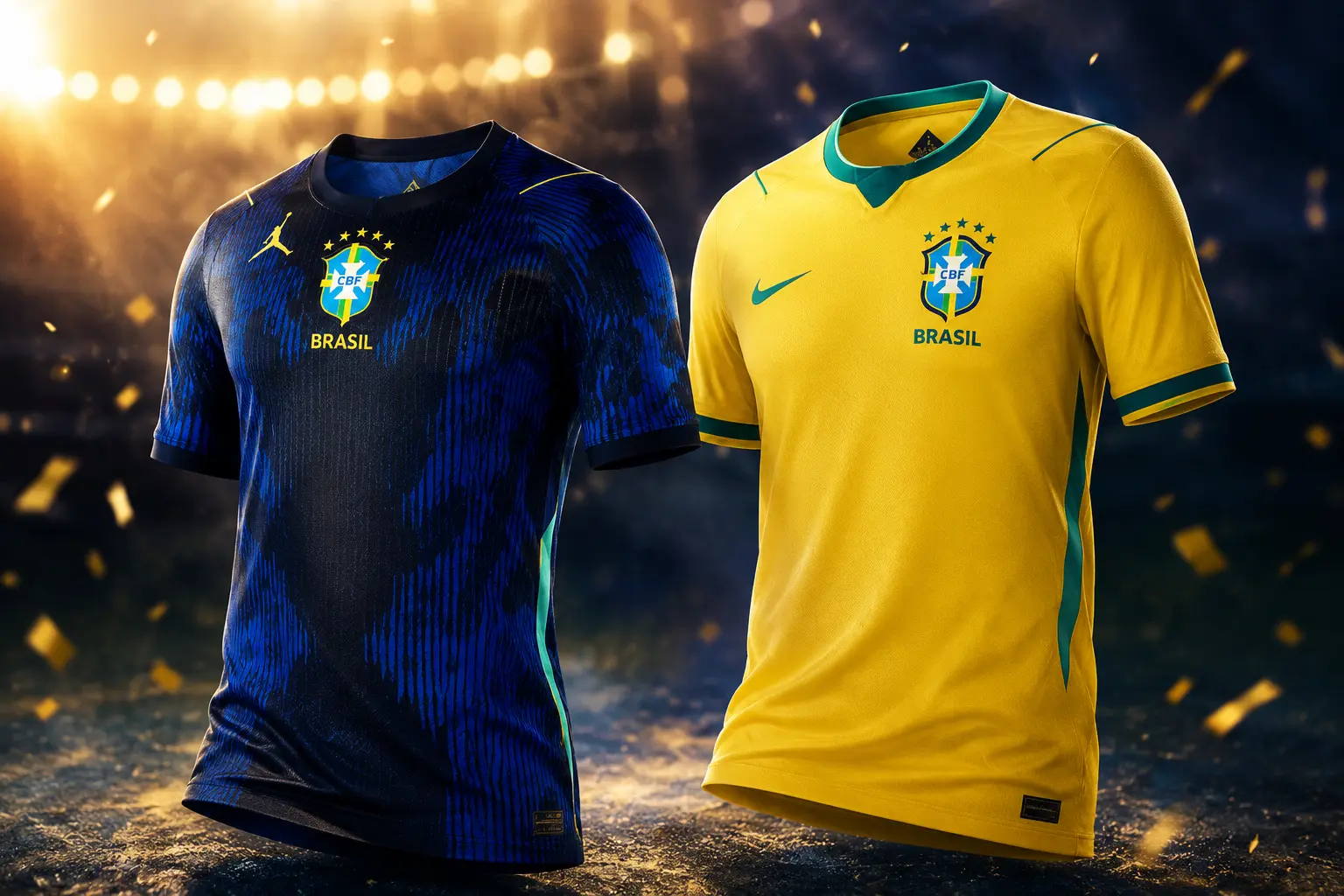 Las camisetas de local y visitante de Brasil para el Mundial 2026.