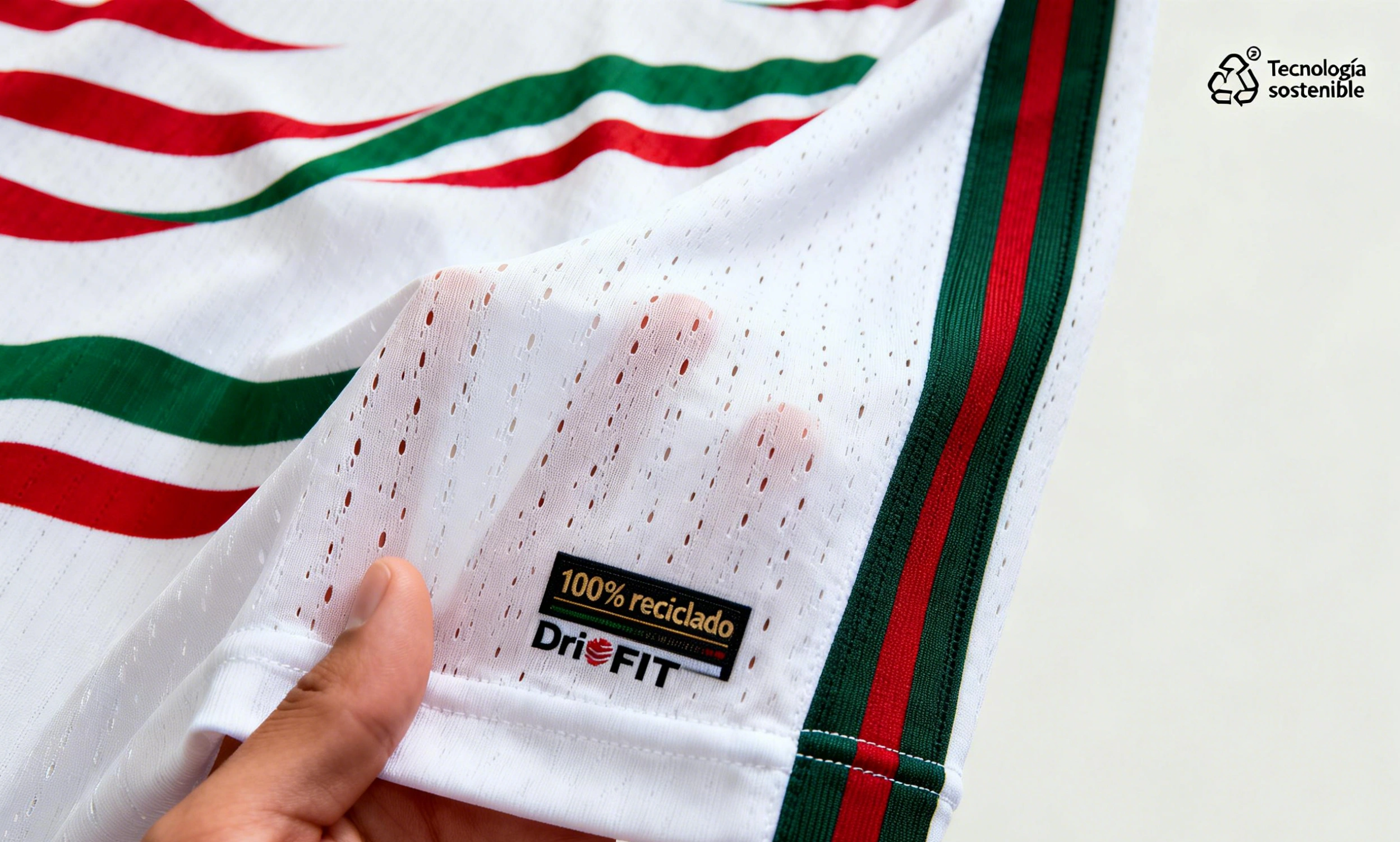 Camiseta de Portugal 2026, tejido Dri-FIT con microperforaciones láser y etiqueta de material 100% reciclado