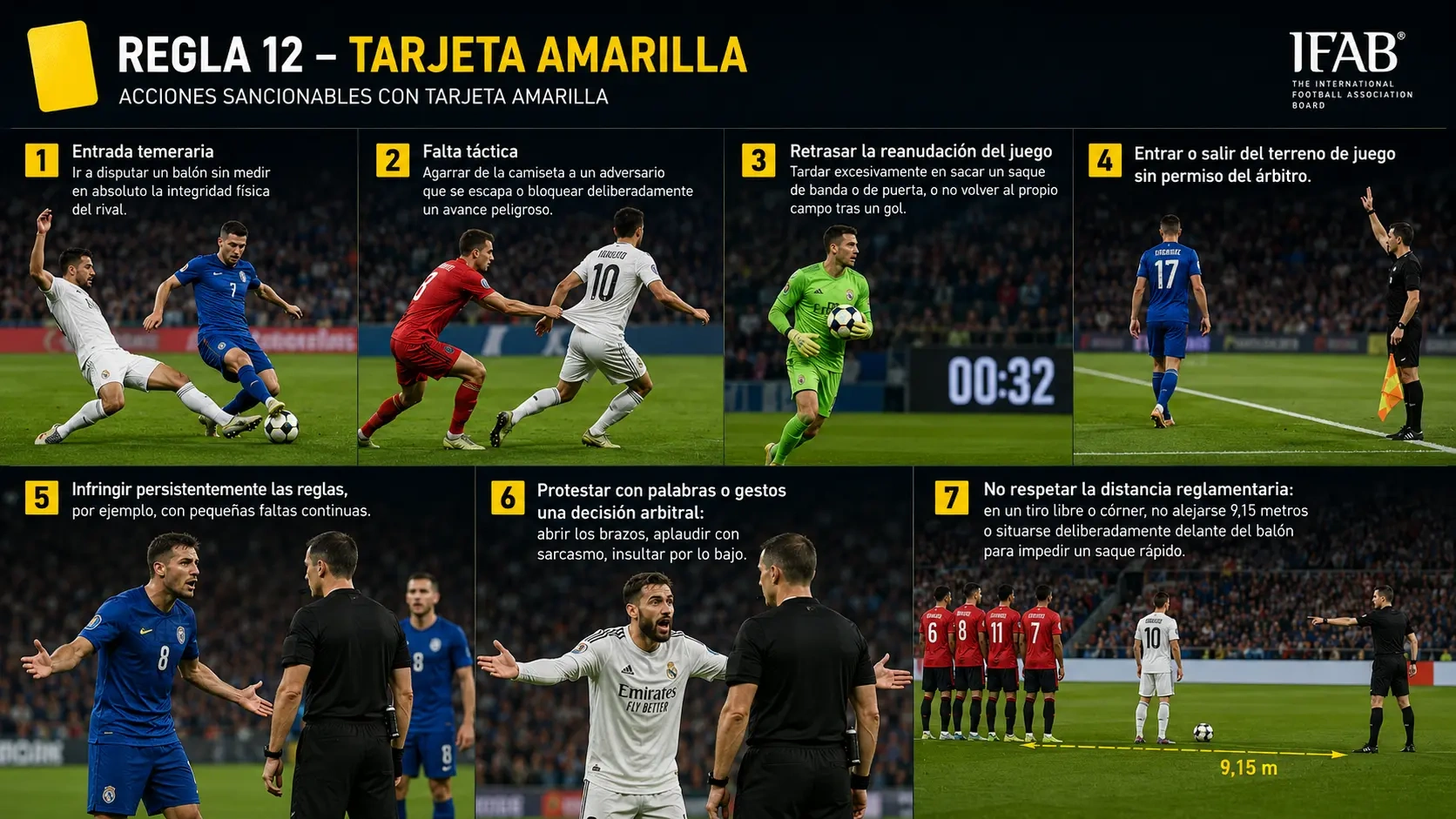 Infracciones sancionables con tarjeta amarilla.
