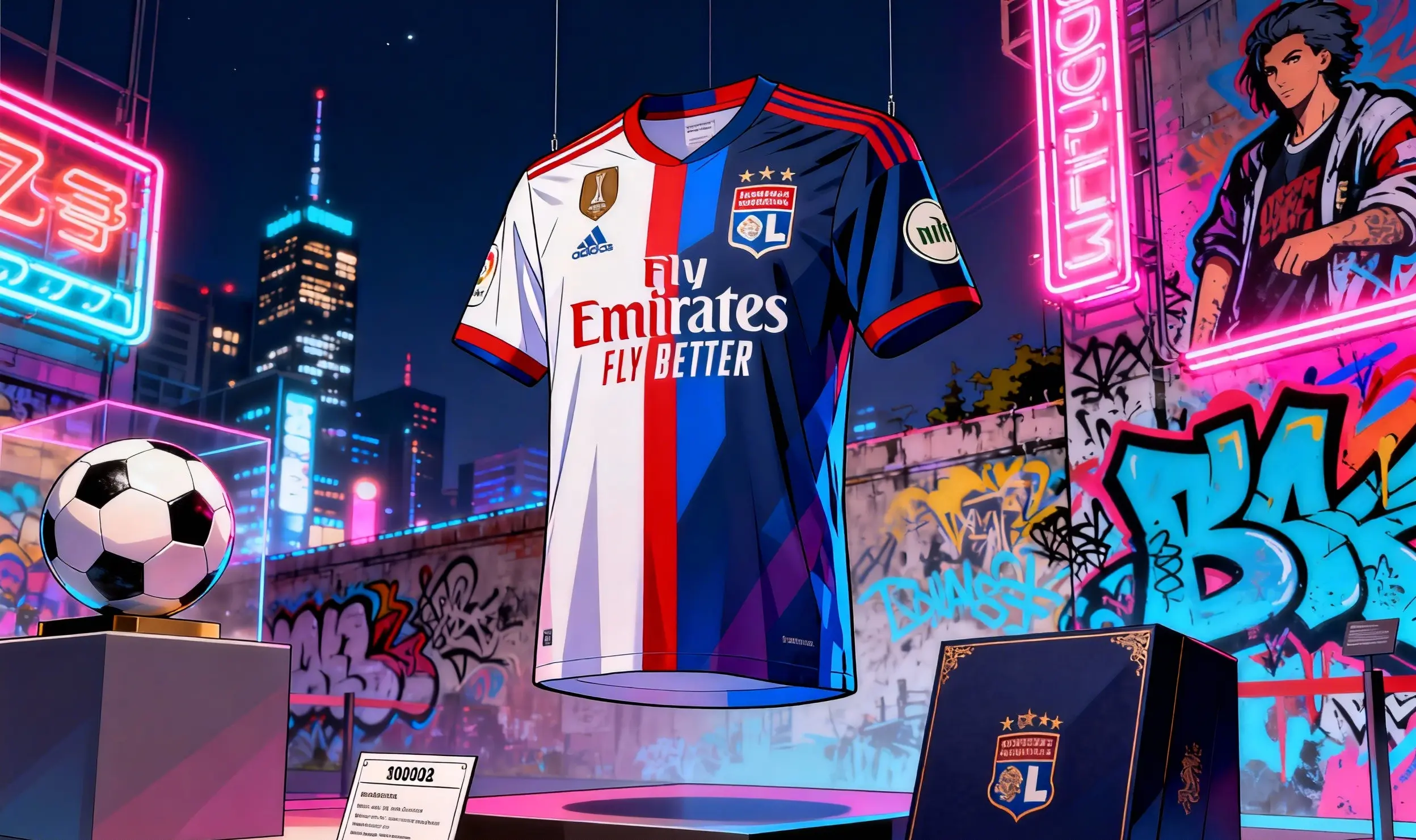Camiseta de fútbol edición limitada flotando.