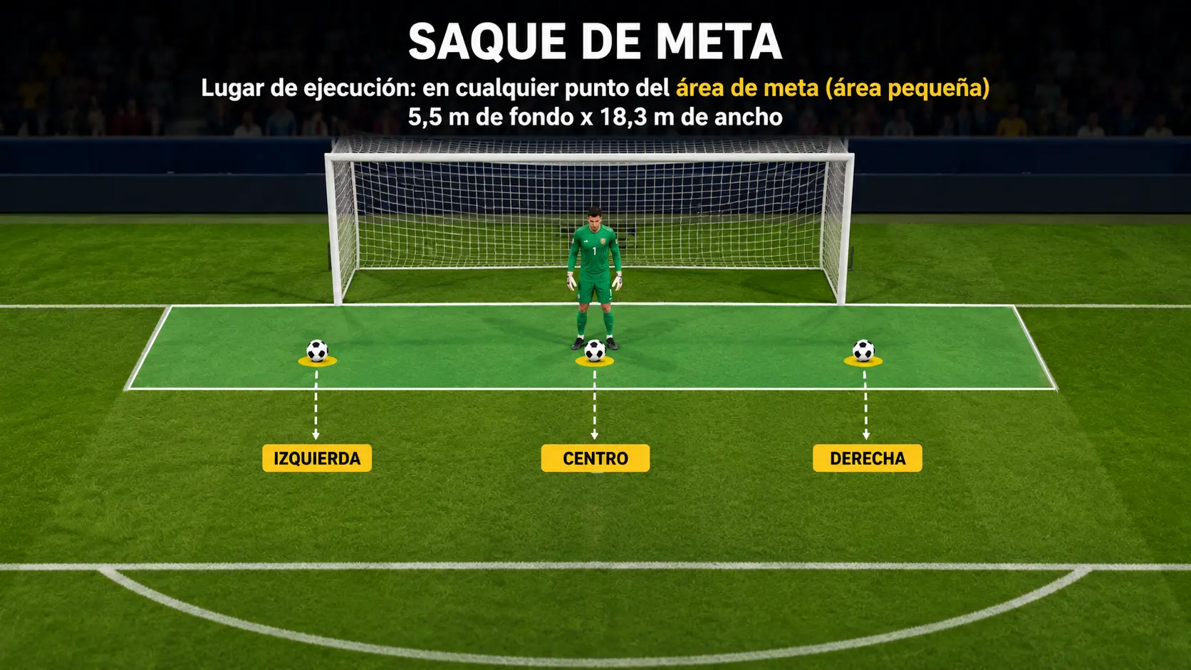 Lugar de ejecución del saque de meta.