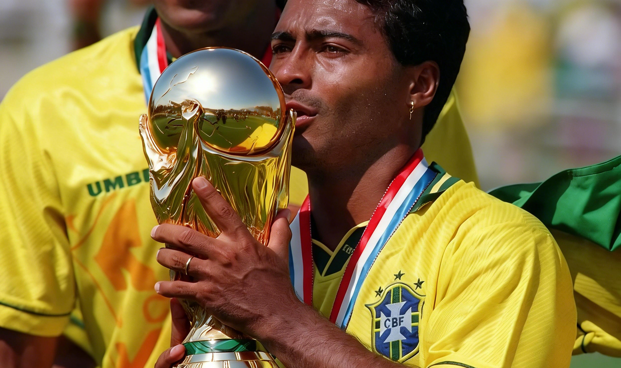 Romário besando el trofeo de la Copa del Mundo