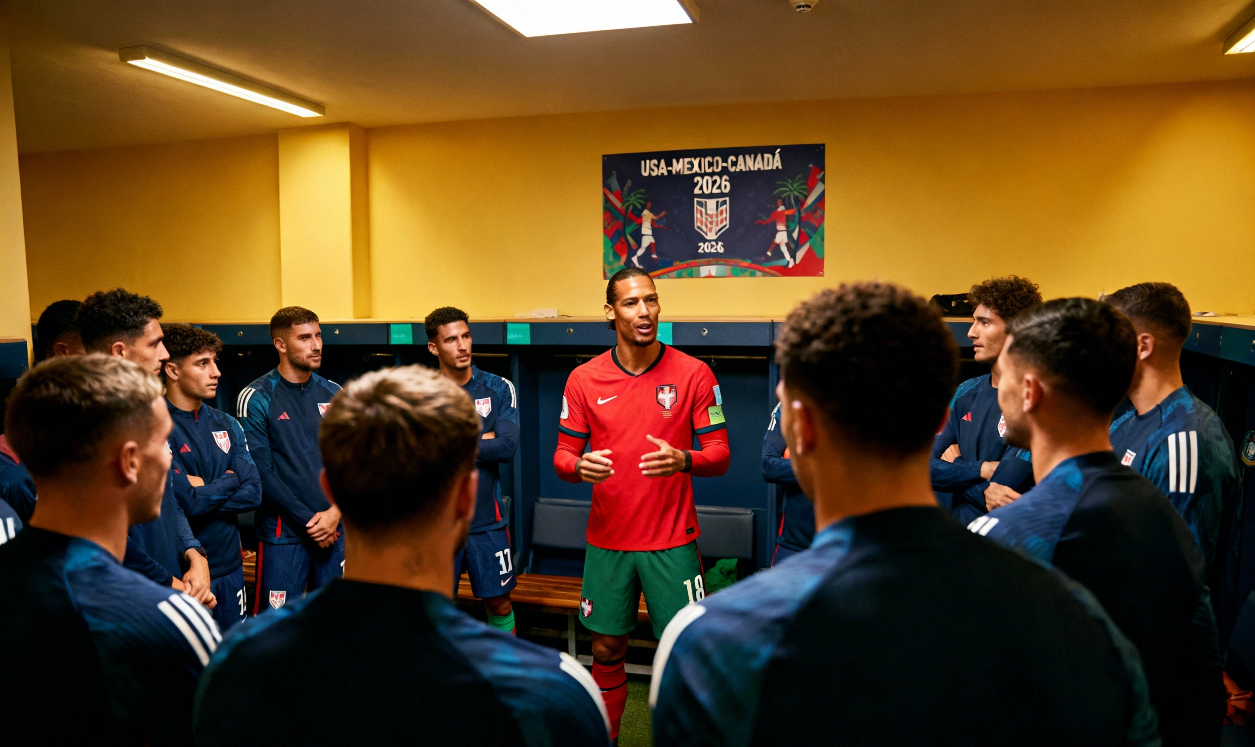 Virgil van Dijk motiva a sus compañeros en el vestuario antes del partido