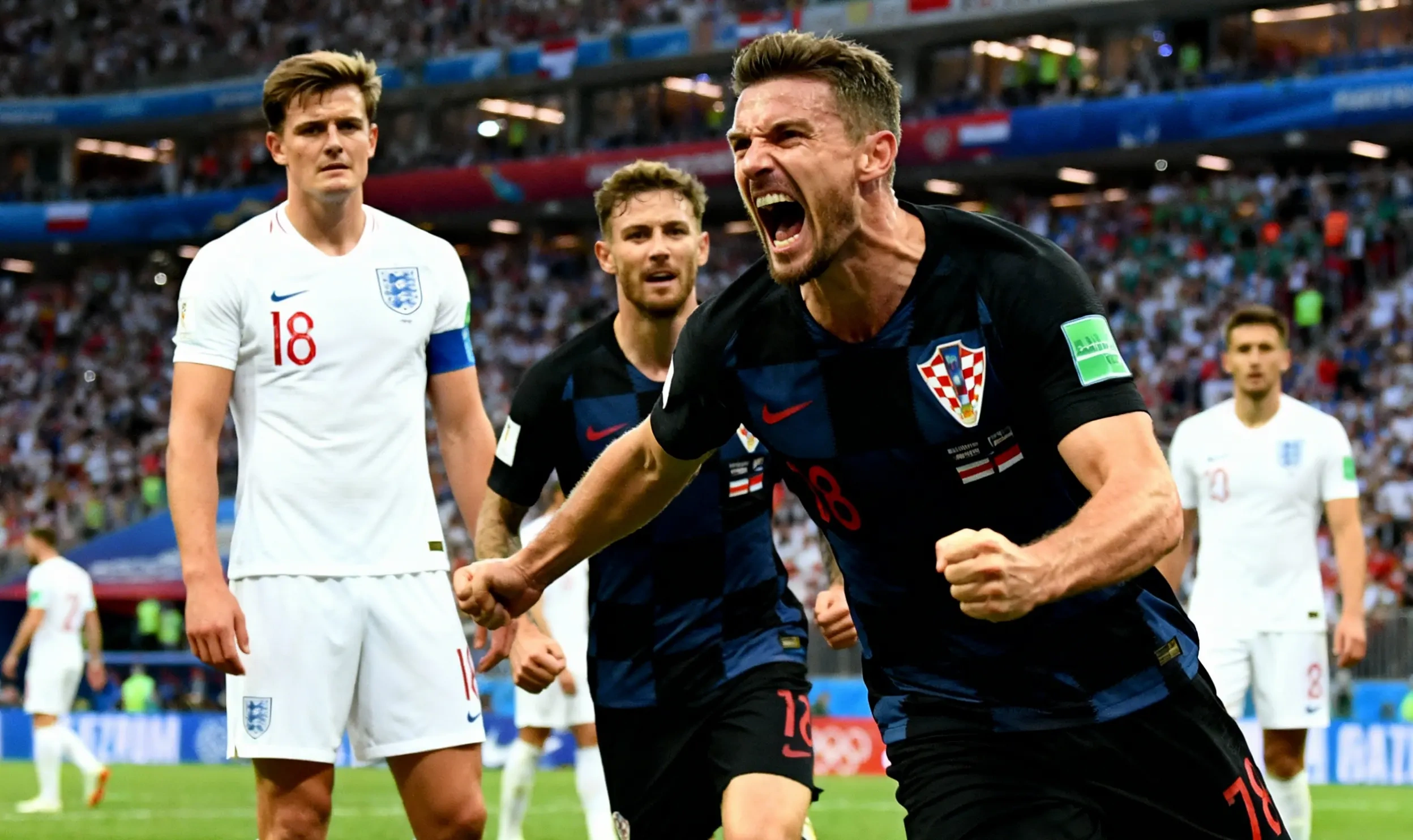 Perišić grita el empate, los ingleses se quedan atónitos.