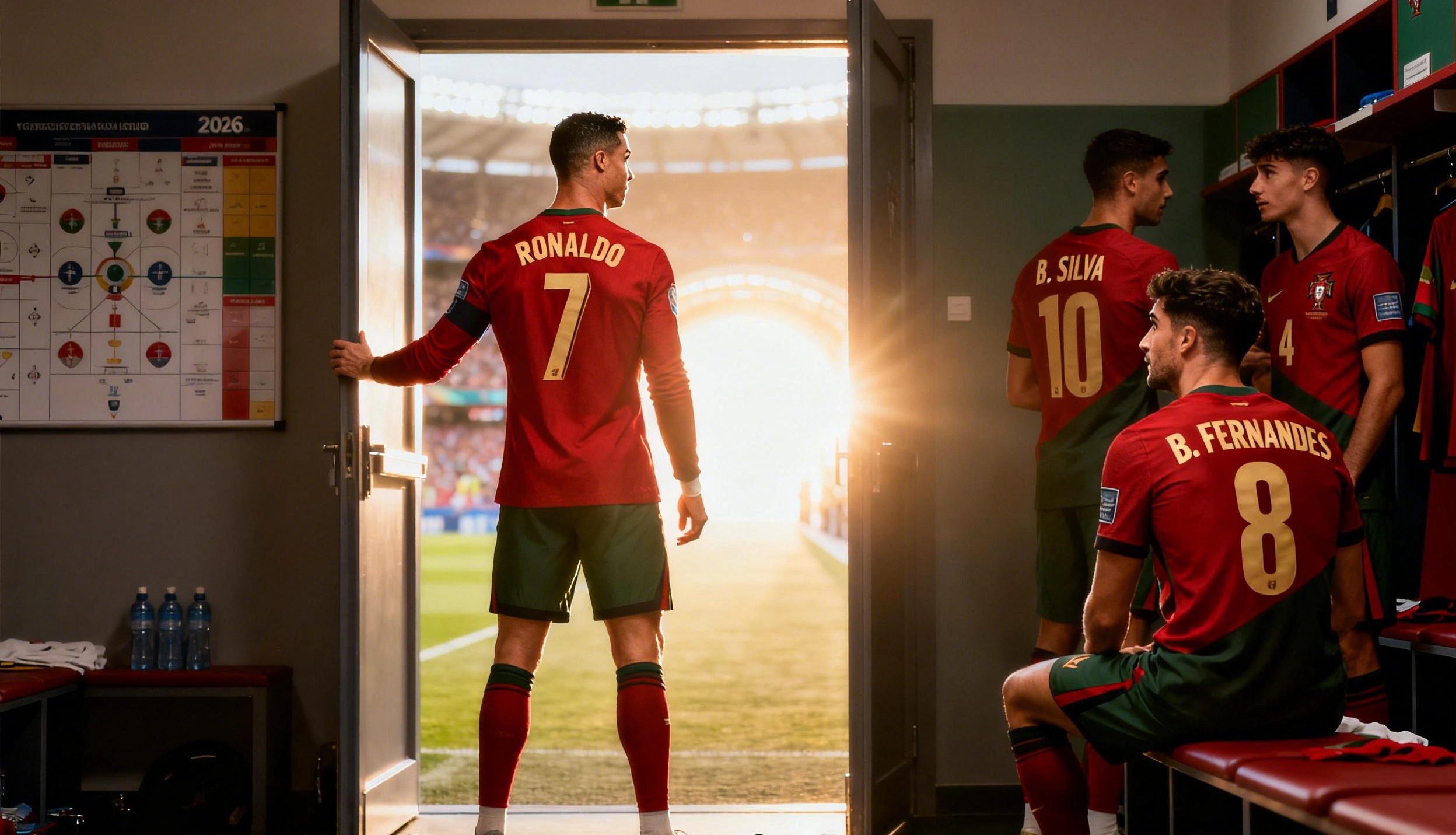 Cristiano Ronaldo en el vestuario antes del partido