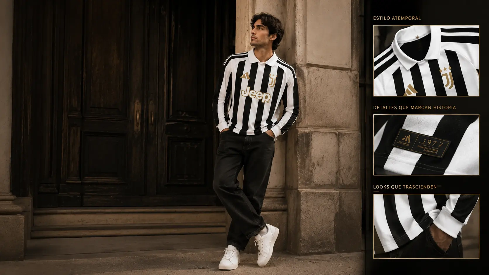 Look informal vintage con la camiseta de manga larga de la Juventus 26/27.
