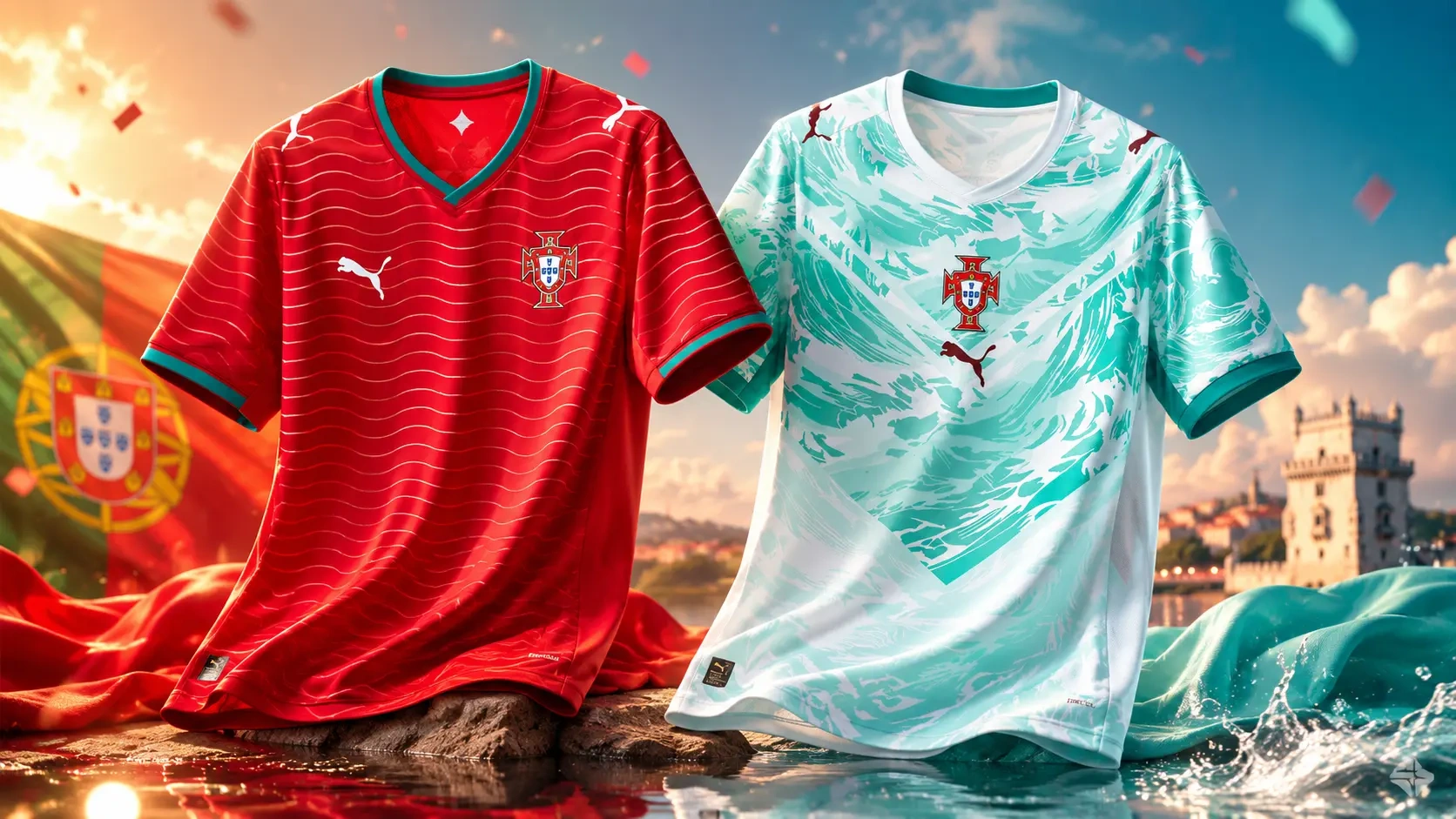 Camisetas local y visitante de Portugal para el Mundial 2026.