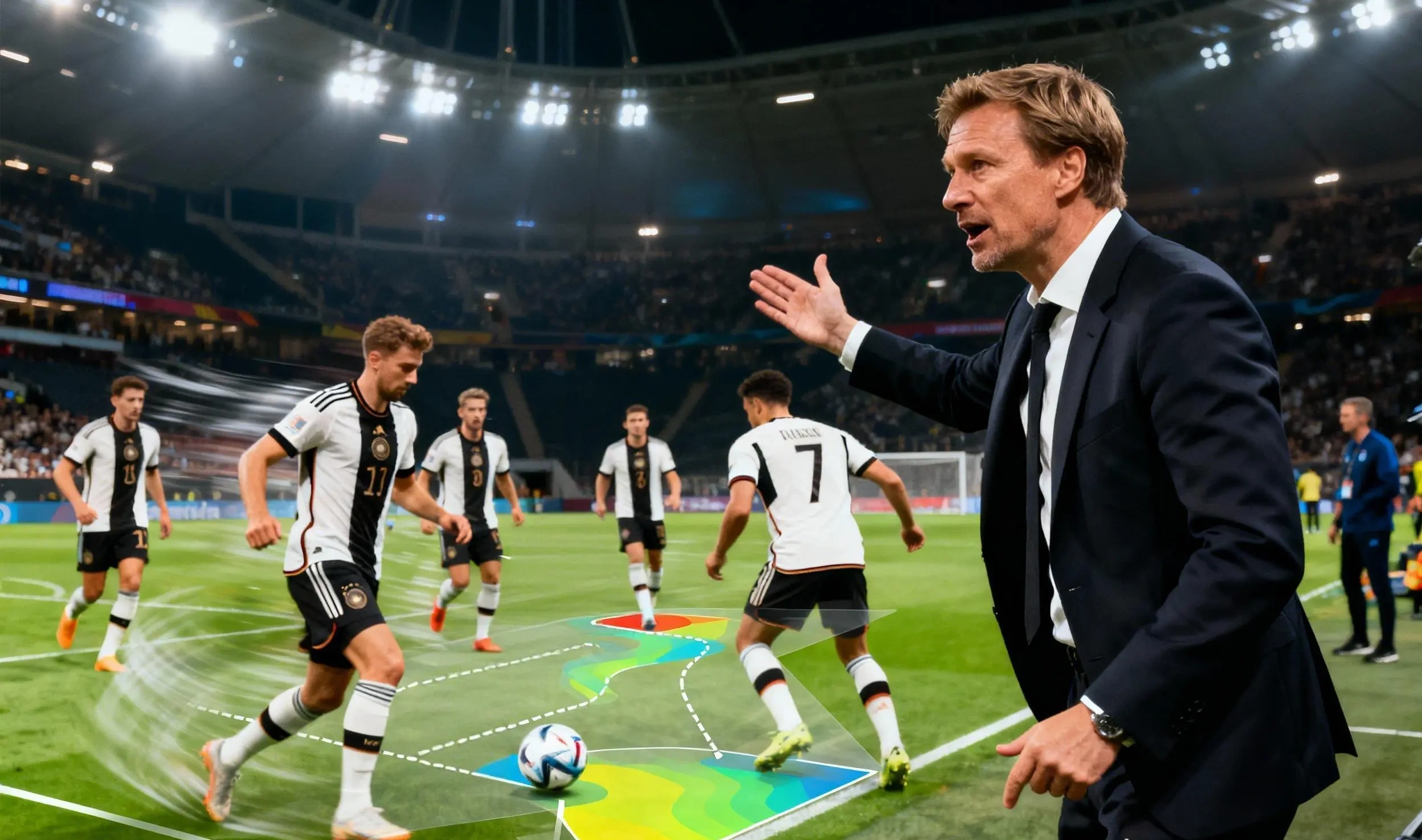 Nagelsmann dirige, presión alta desarma defensas.