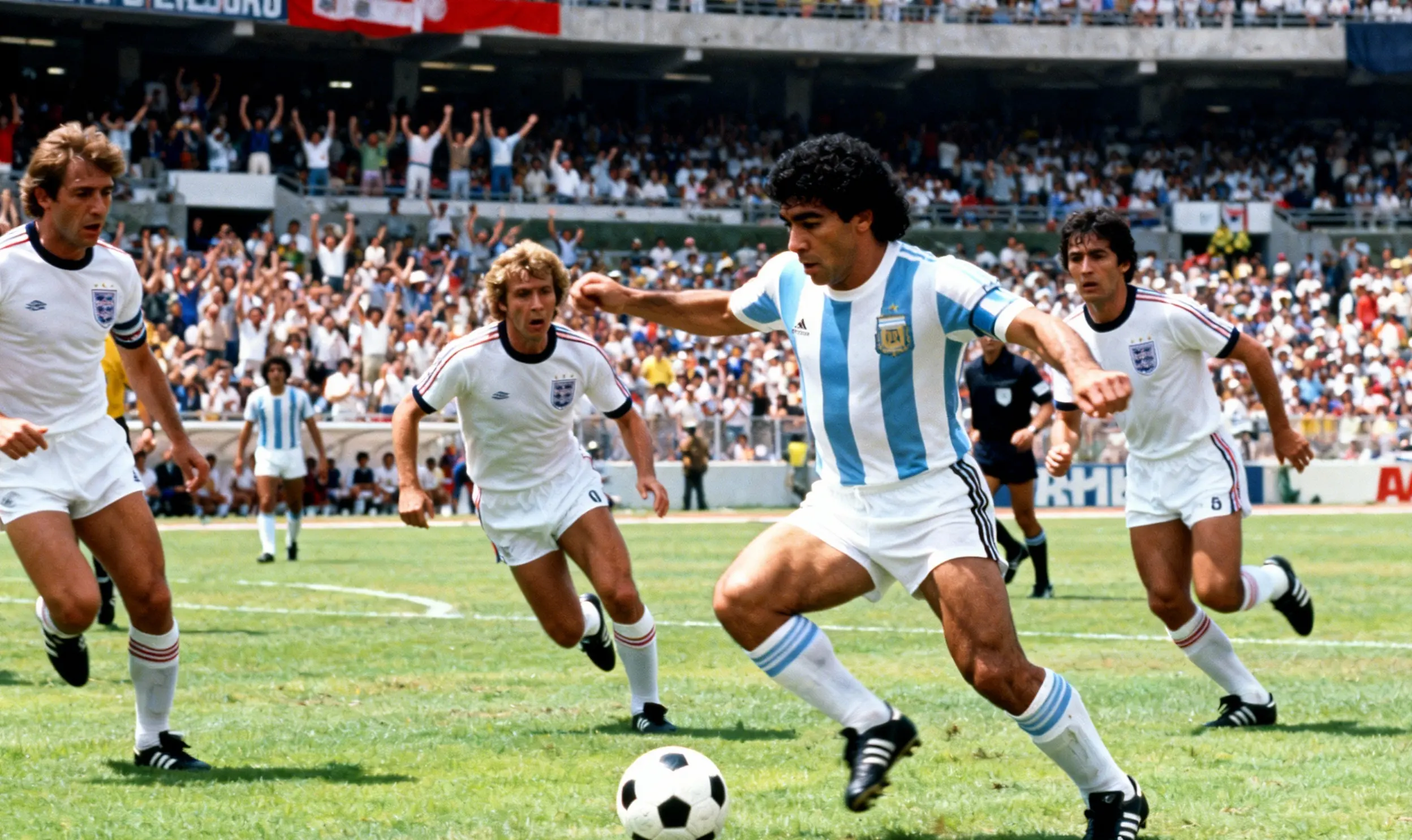 Maradona en 1986 dribla a cinco rivales y conmociona a Inglaterra.