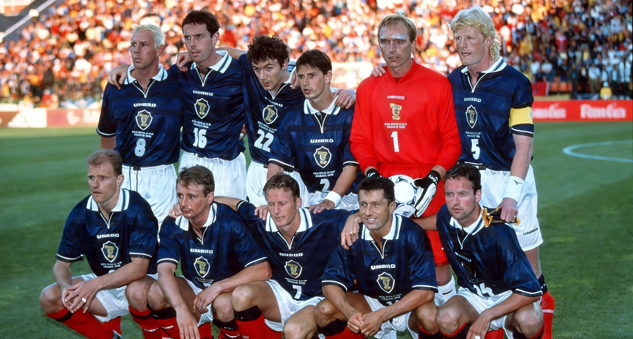 Foto grupal de Escocia en el partido de 1998.