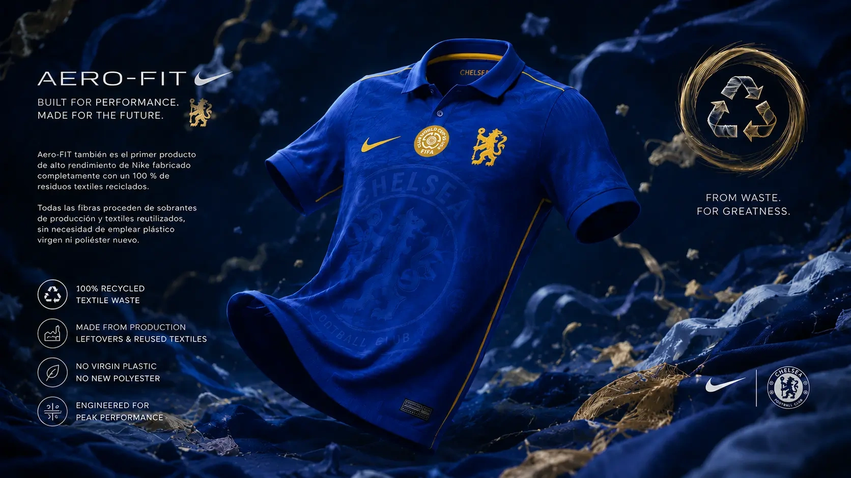 Material de la camiseta de local del Chelsea 2026/27.