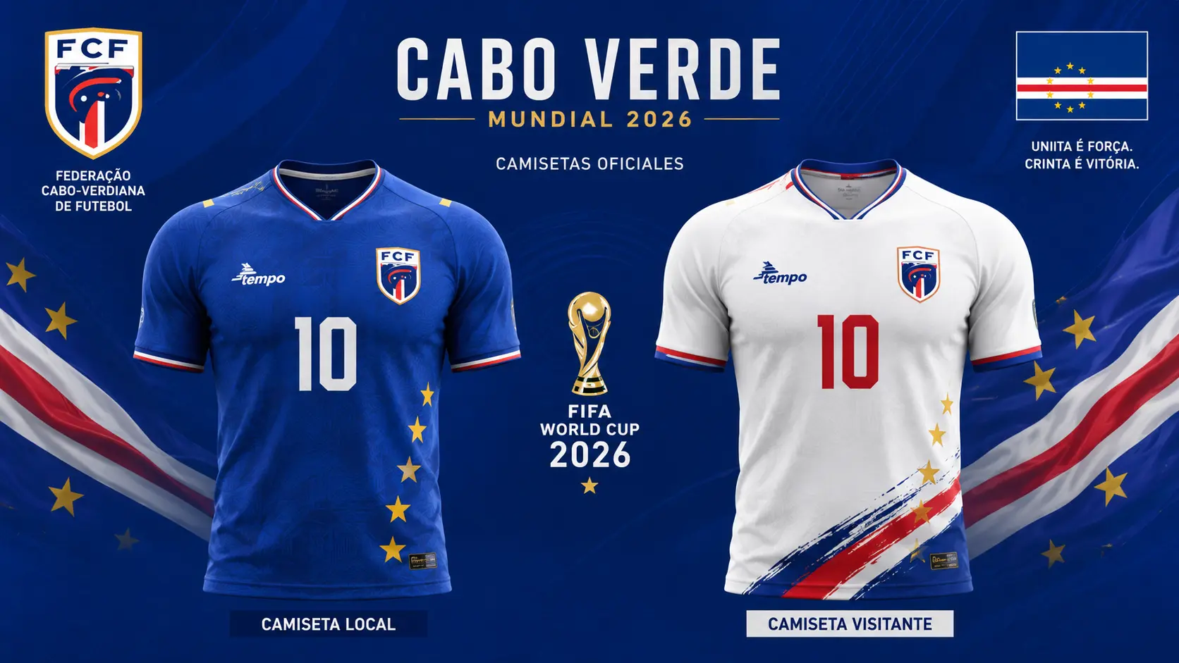 Camisetas de local y visitante de Cabo Verde para el Mundial 2026.