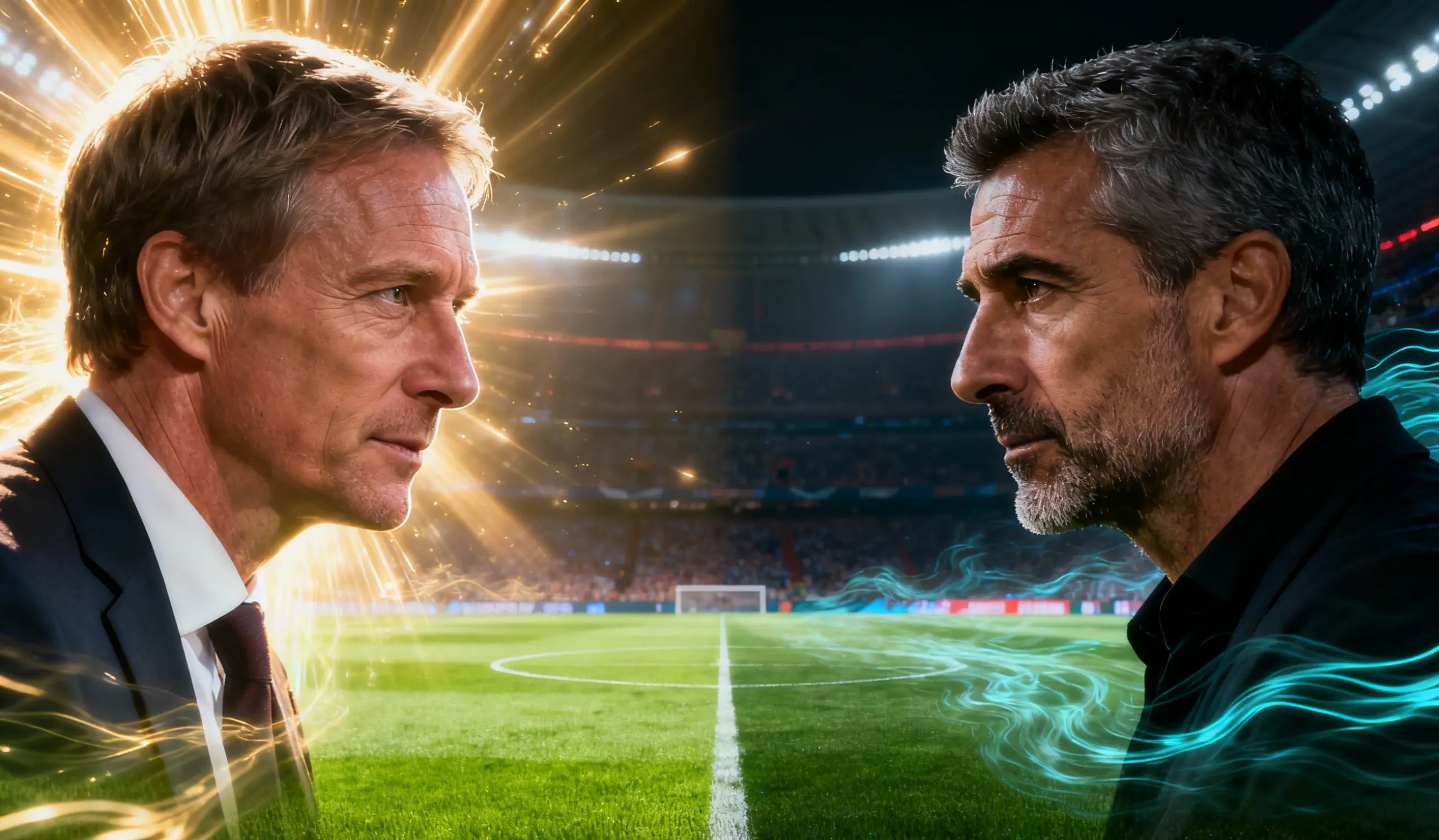 La mirada cruzada de Flick y Valverde en el banquillo.