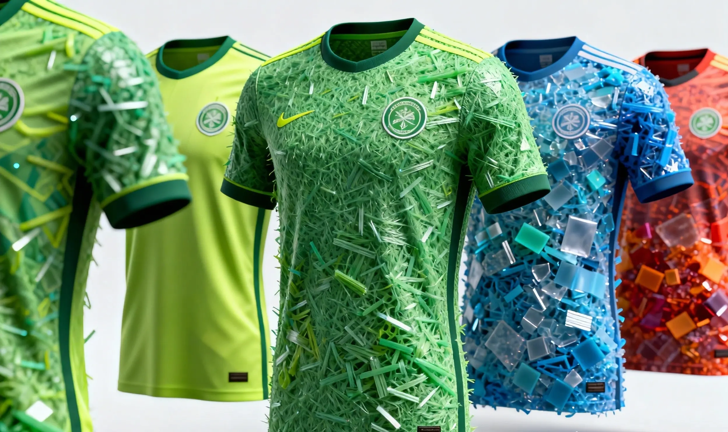 Camiseta de fútbol ecológica con plástico reciclado y diseño futurista. Camiseta de fútbol ecológica con plástico reciclado y diseño futurista.
